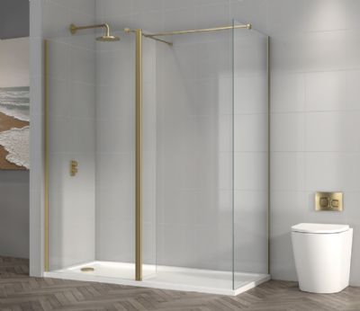 TAILORED T18 1200mm BRUSHED BRASS WETROOM PANEL, 7035 TAILORED T18 1200mm BRUSHED BRASS WETROOM PANEL, 7035